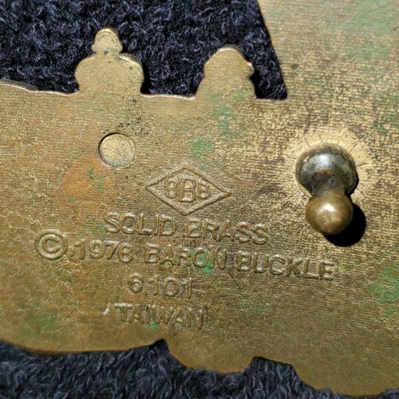 STEAM LOCOMOTIVE VINTAGE MENS BRASS BELT BUCKLE - Picture 3 of 3